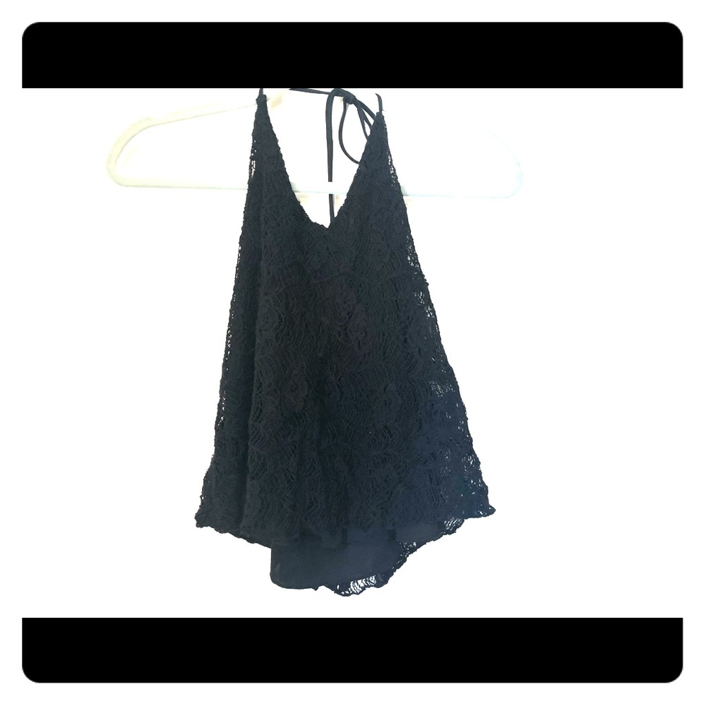 Mudd Black Lace Halter Top
